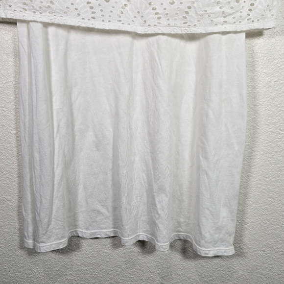 J. Jill White Eyelet Overlay Tunic Shirt Womens Sleeveless Cotton Size XS‎ - Picture 3 of 7